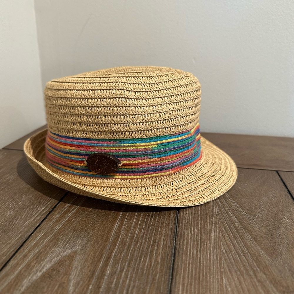 Panama Jack Fedora Hat Beige Multicolor Basketweave One Size